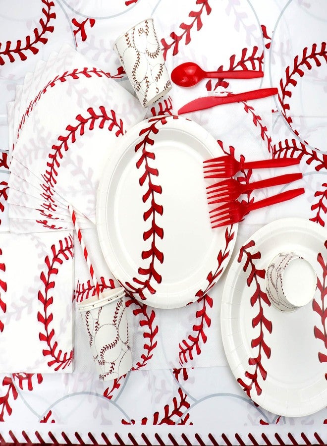 PTECDROTS Baseball Party Decorations - 163Pcs Baseball Themed Party Decorations Includes Baseball Plates, Napkins, Tablecloth, Cups, Concessions Banner for Sports Baseball Party Baseball Birthday Party Supplies - Image 3